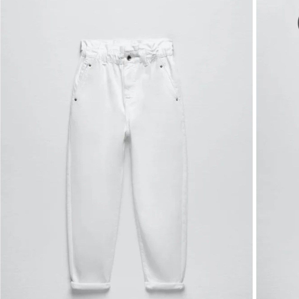Zara white paper bag jeans